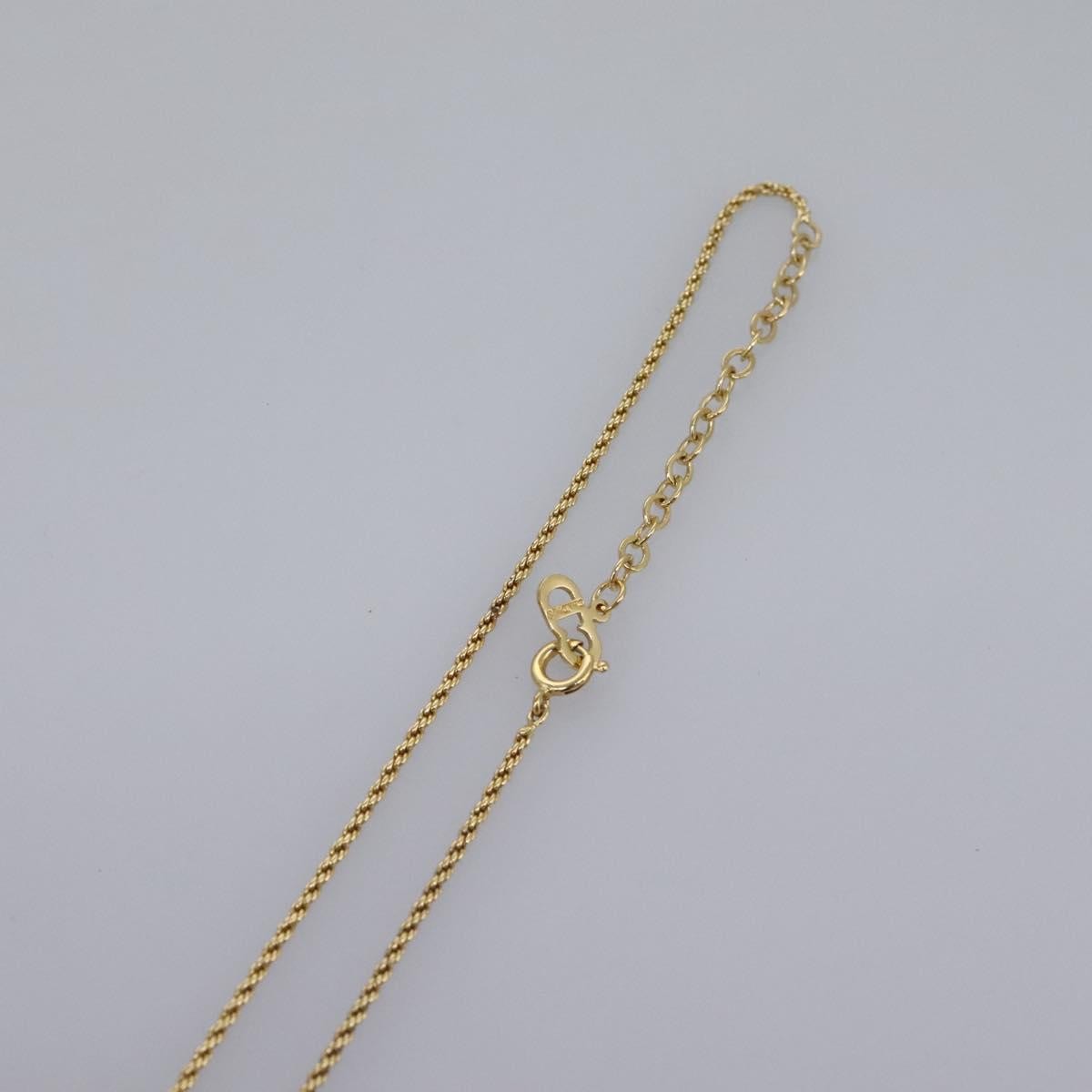 Christian Dior Logo Heart Pendant Necklace Metal with Crystal, GOLD, METAL, Necklace