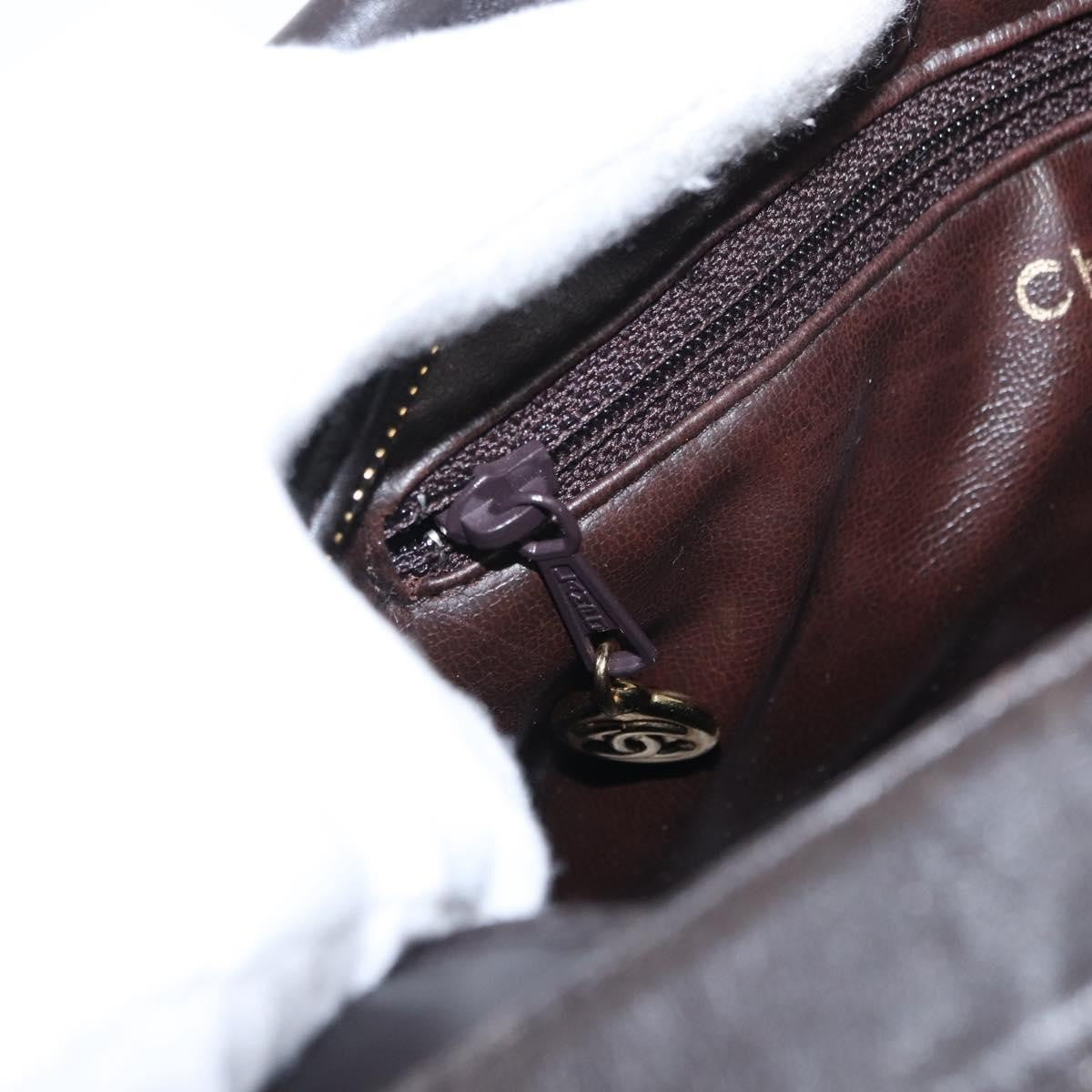 Chanel Vintage Front Pocket Camera Shoulder Bag Leather, BROWN, LEATHER, Shoulder bag