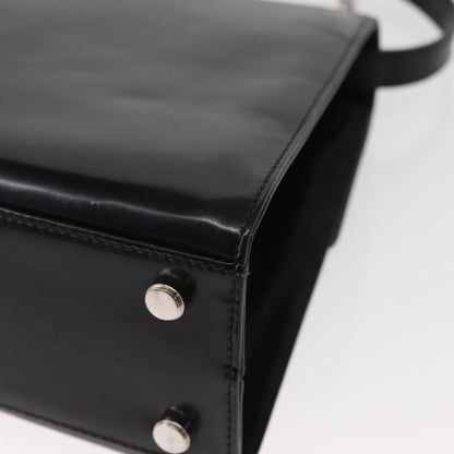 Salvatore Ferragamo Gancini handbag Leather, BLACK, LEATHER, Handbag