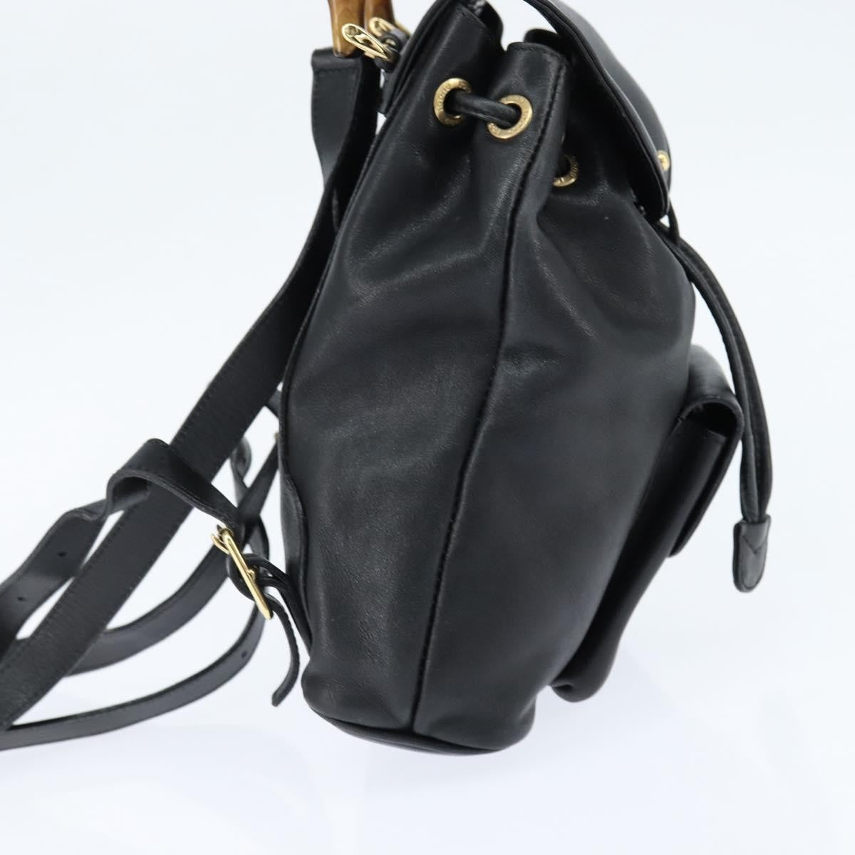 Gucci Vintage Bamboo Backpack Leather, BLACK, LEATHER, Backpack