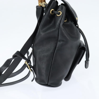 Gucci Vintage Bamboo Backpack Leather, BLACK, LEATHER, Backpack
