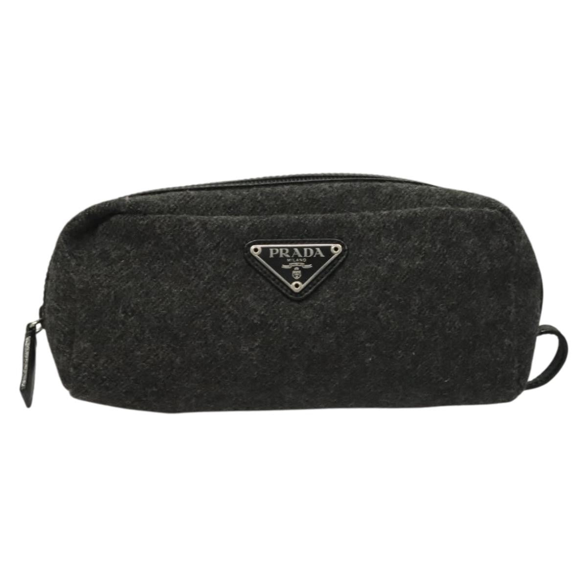 Prada Pochette Wool, BLACK, WOOL, Clutche & pouche