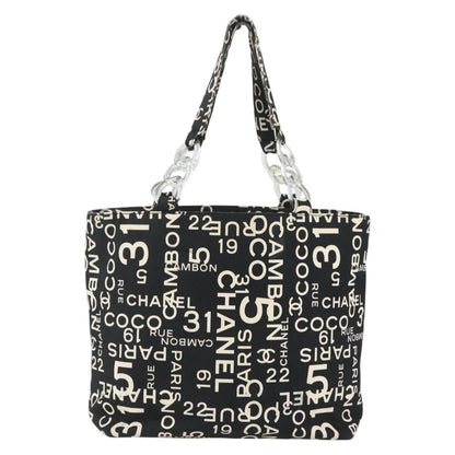 Chanel 31 Rue Cambon Beach Zip Tote Printed Canvas, BLACK, CANVAS, Tote bag