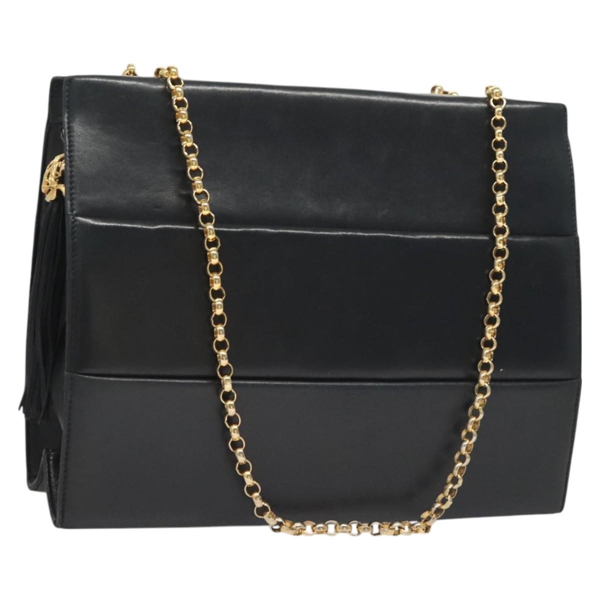 Salvatore Ferragamo Chain Shoulder Bag Leather, NAVY, LEATHER, Shoulder bag