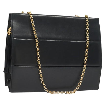 Salvatore Ferragamo Chain Shoulder Bag Leather, NAVY, LEATHER, Shoulder bag