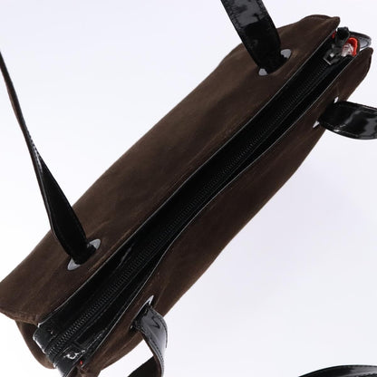 Chanel Vintage Logo Tote Suede, BROWN, SUEDE, Tote bag