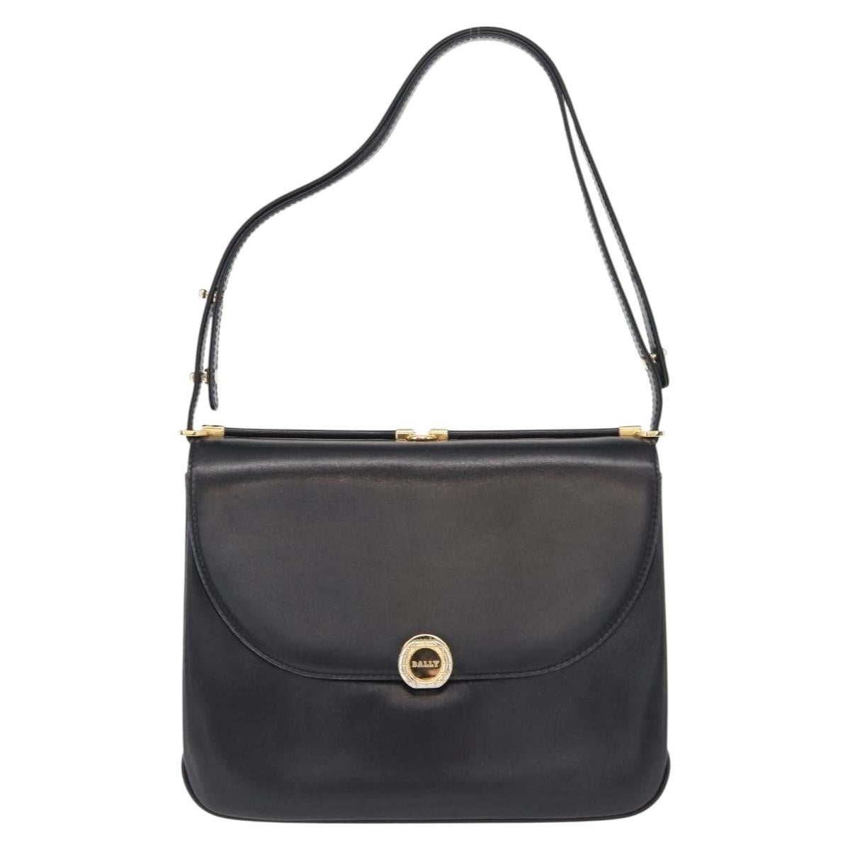 Bally Vintage Shoulder Bag Leather, BLACK, LEATHER, Shoulder bag