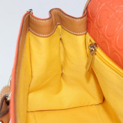 Salvatore Ferragamo Gancini Shoulder Bag Canvas, ORANGE, PVC, Shoulder bag