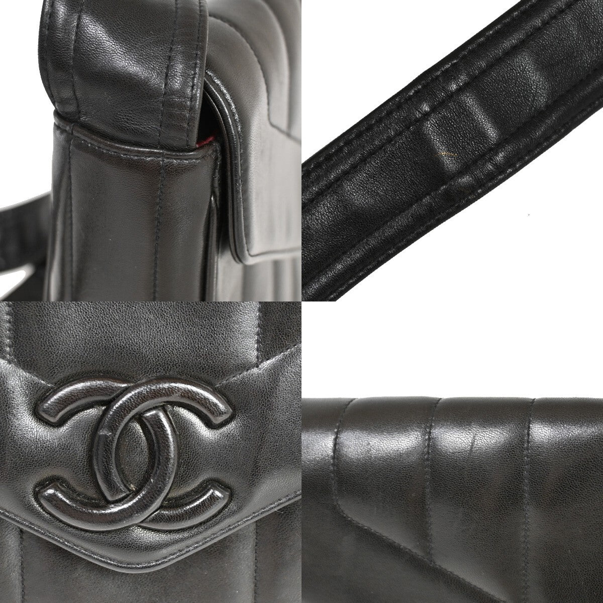 Chanel Mademoiselle Camera Bag Vertical Quilted Lambskin, BLACK, LEATHER, Shoulder bag