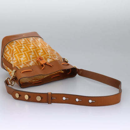 Fendi FF Logo Mon Tresor Bucket Bag Canvas, ORANGE, CANVAS, Shoulder bag