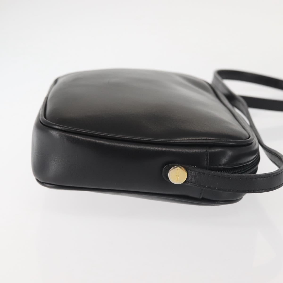 Salvatore Ferragamo Vala Shoulder Bag Leather, BLACK, LEATHER, Shoulder bag