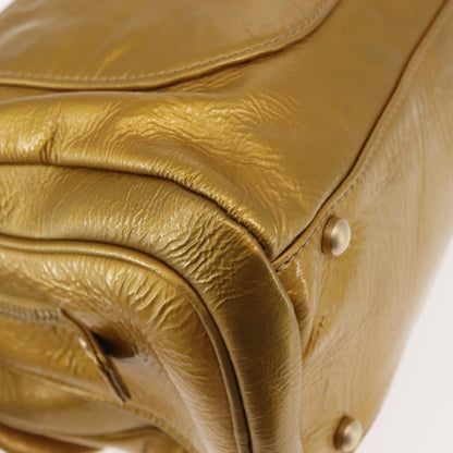 Chanel Luxe Ligne Flap Bag Patent, GOLD, LEATHER, Handbag