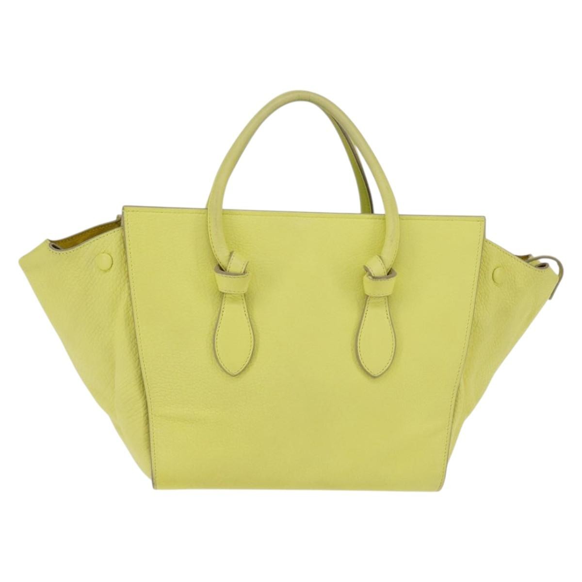 Celine Tie Knot Tote Smooth Leather, YELLOW, LEATHER, Tote bag