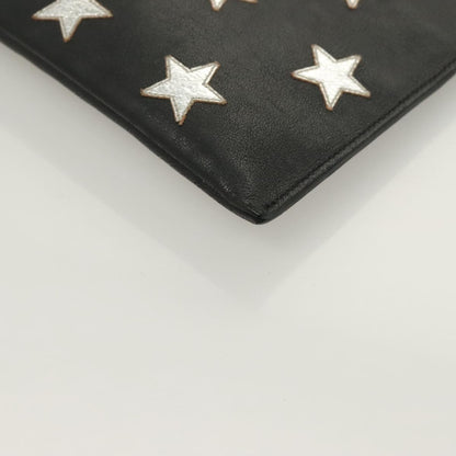 Saint Laurent Stars Zip Pouch Leather, BLACK, LEATHER, Clutche & pouche