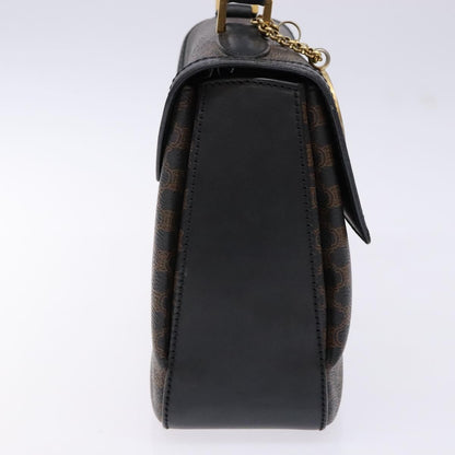 Celine Vintage Convertible Top Handle Bag Macadam Coated Canvas, BLACK, CANVAS, Handbag