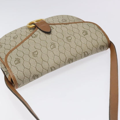 Christian Dior Vintage Honeycomb Flap Crossbody Bag Coated Canvas, BEIGE, CANVAS, Crossbody bag