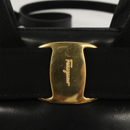 Salvatore Ferragamo Convertible Vara Bow Tote Leather, BLACK, LEATHER, Handbag