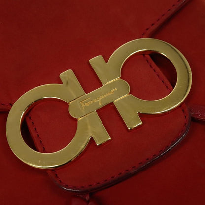 Salvatore Ferragamo Gancini Backpack Suede, RED, SUEDE, Backpack