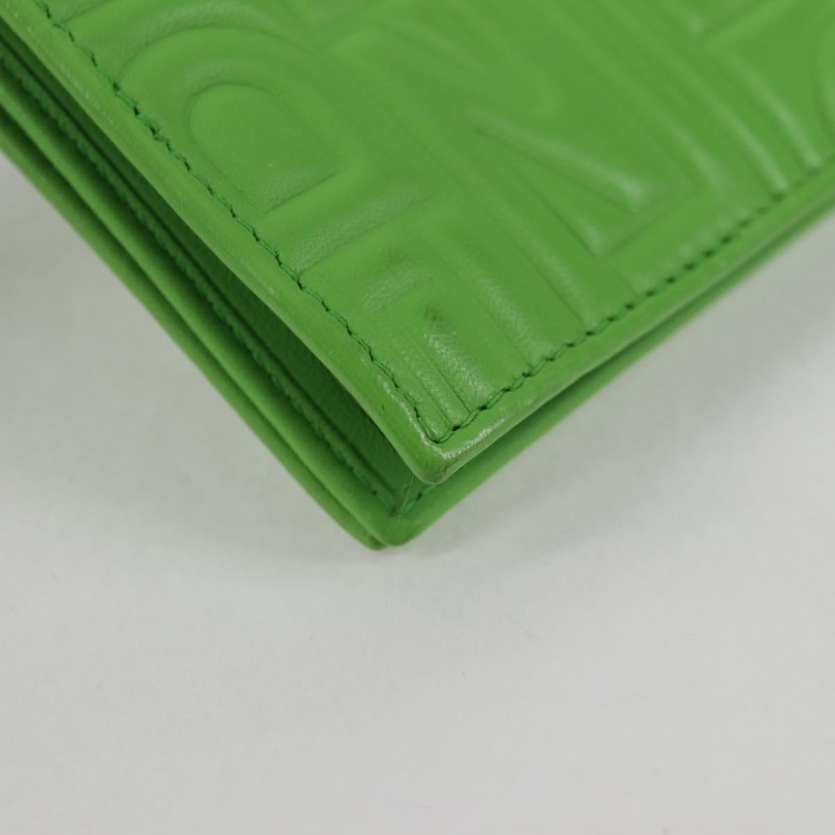 Fendi Wallet on Chain Logo Embossed Leather, GREEN, LEATHER, Wallets