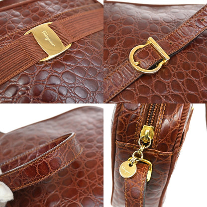 Salvatore Ferragamo Vala Shoulder Bag Leather, Brown, Leather, Shoulder Bag