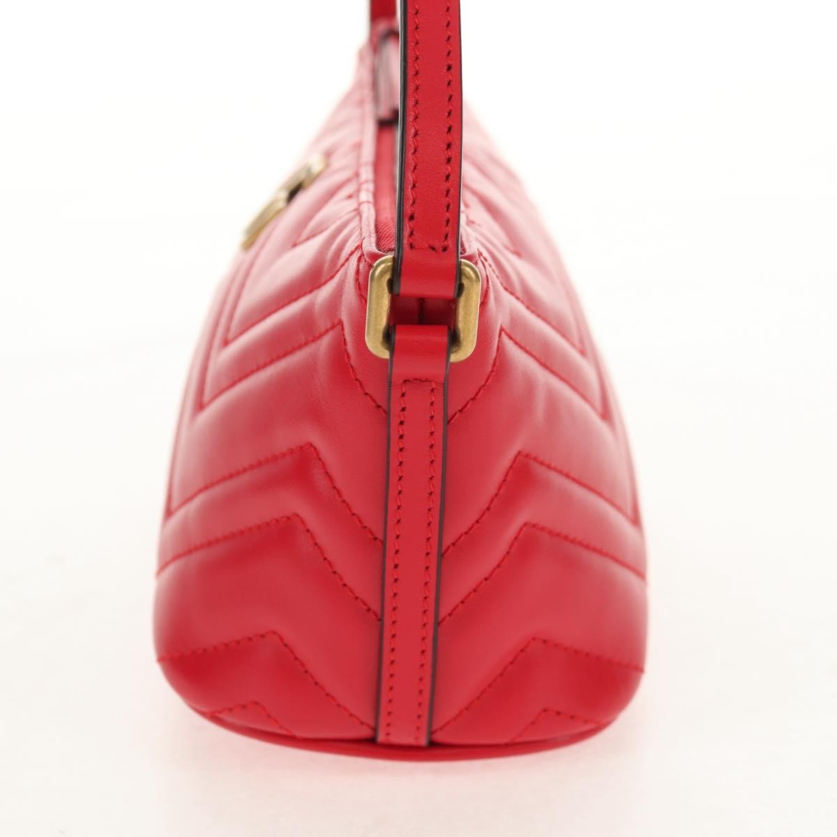 Gucci GG Marmont Pochette Shoulder Bag Matelasse Leather, RED, LEATHER, Clutche & pouche