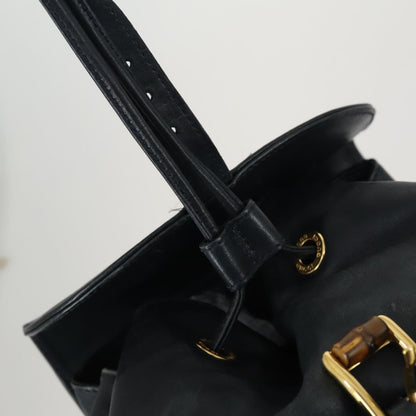 Gucci Vintage Bamboo Backpack Leather, BLACK, LEATHER, Backpack