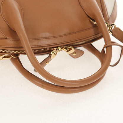 Salvatore Ferragamo Vintage Fiamma Satchel Canvas and Leather, BEIGE, CANVAS, Handbag