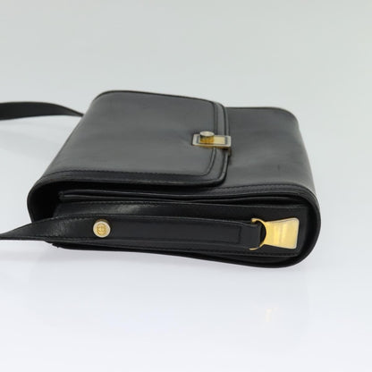 Gucci Vintage Flap Crossbody Bag Leather, BLACK, LEATHER, Shoulder bag