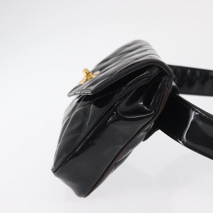 Chanel Vintage CC Flap Waist Bag Patent Leather, BLACK, PATENT_LEATHER, Clutche & pouche