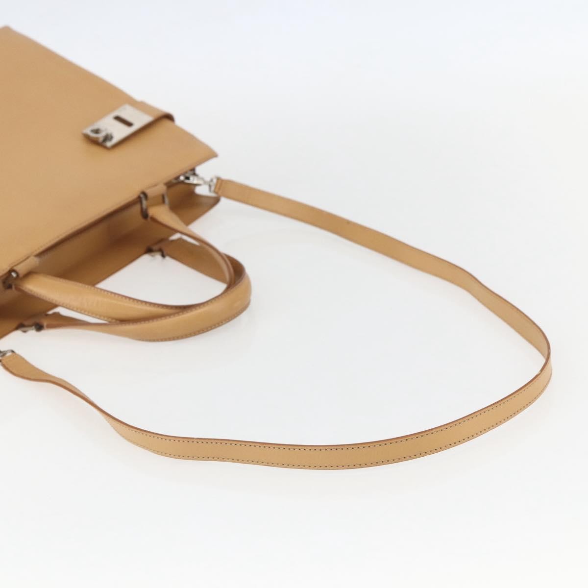 Salvatore Ferragamo Double Gancini Side Buckle Tote Leather, BEIGE, LEATHER, Handbag