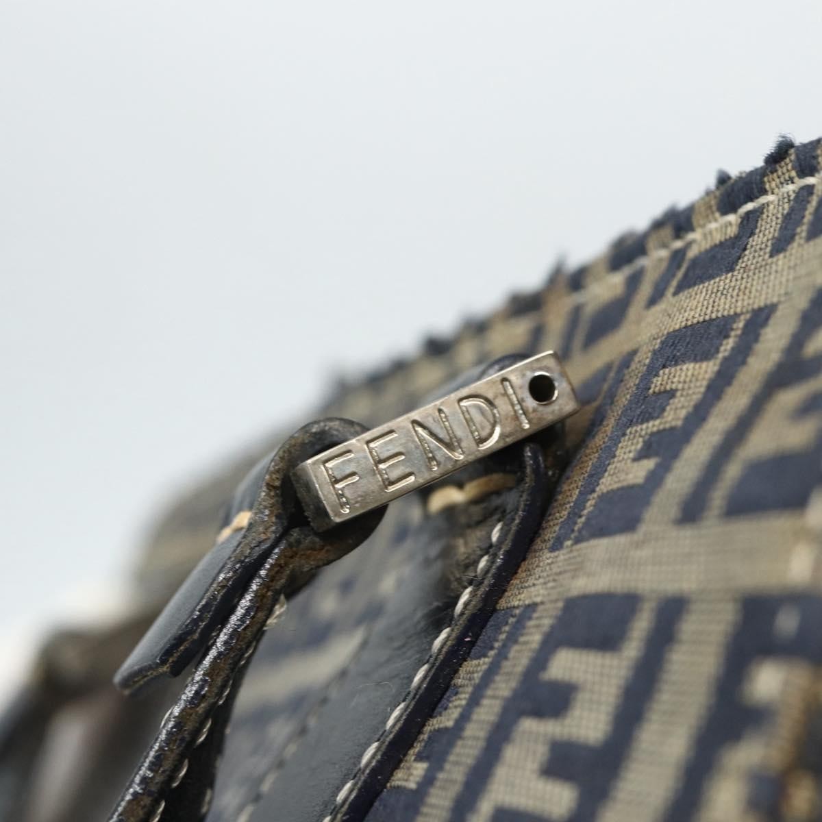 Fendi Vintage Satchel Zucchino Canvas, NAVY, CANVAS, Handbag