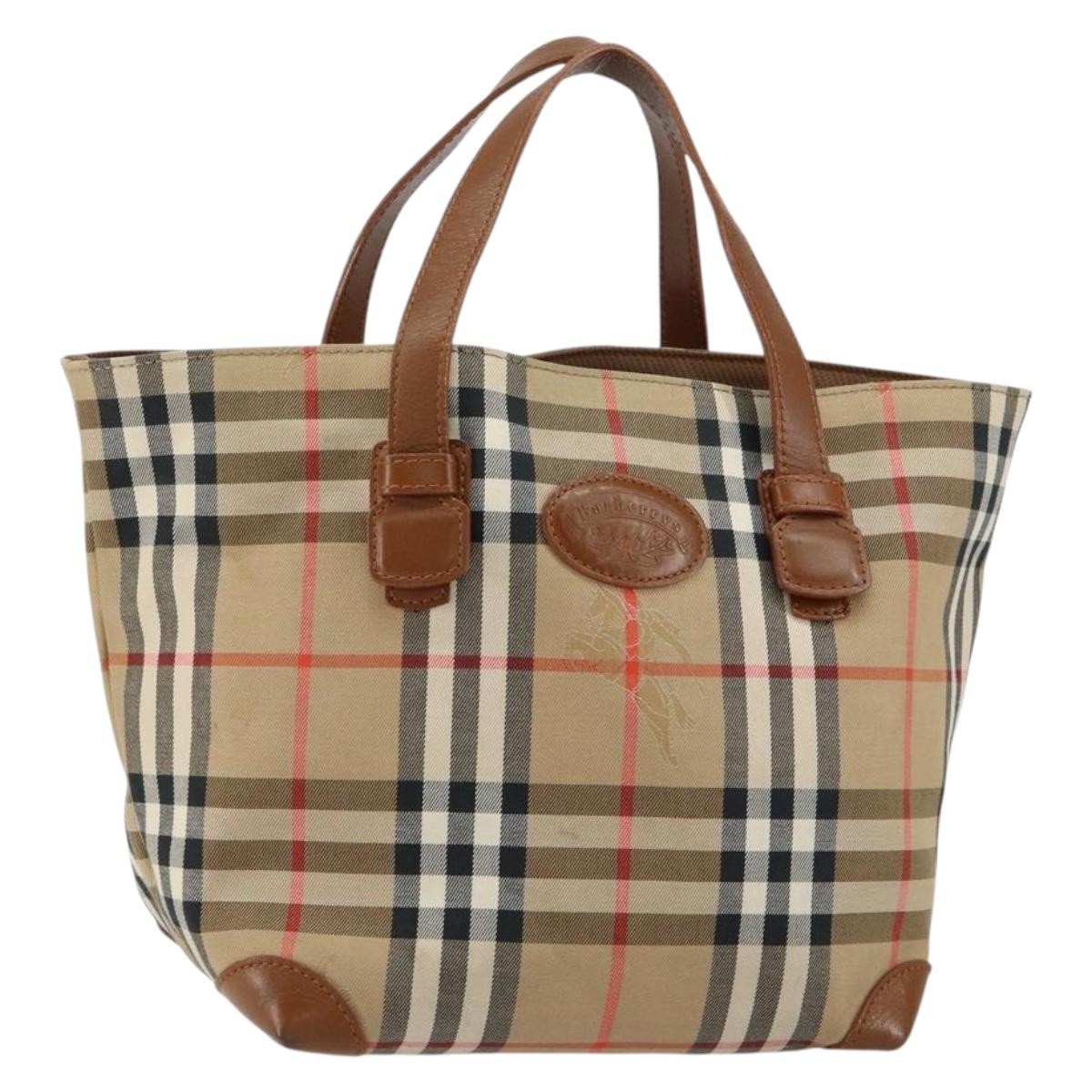 Burberry Vintage Tote Vintage Check Coated Canvas, BEIGE, CANVAS, Tote bag