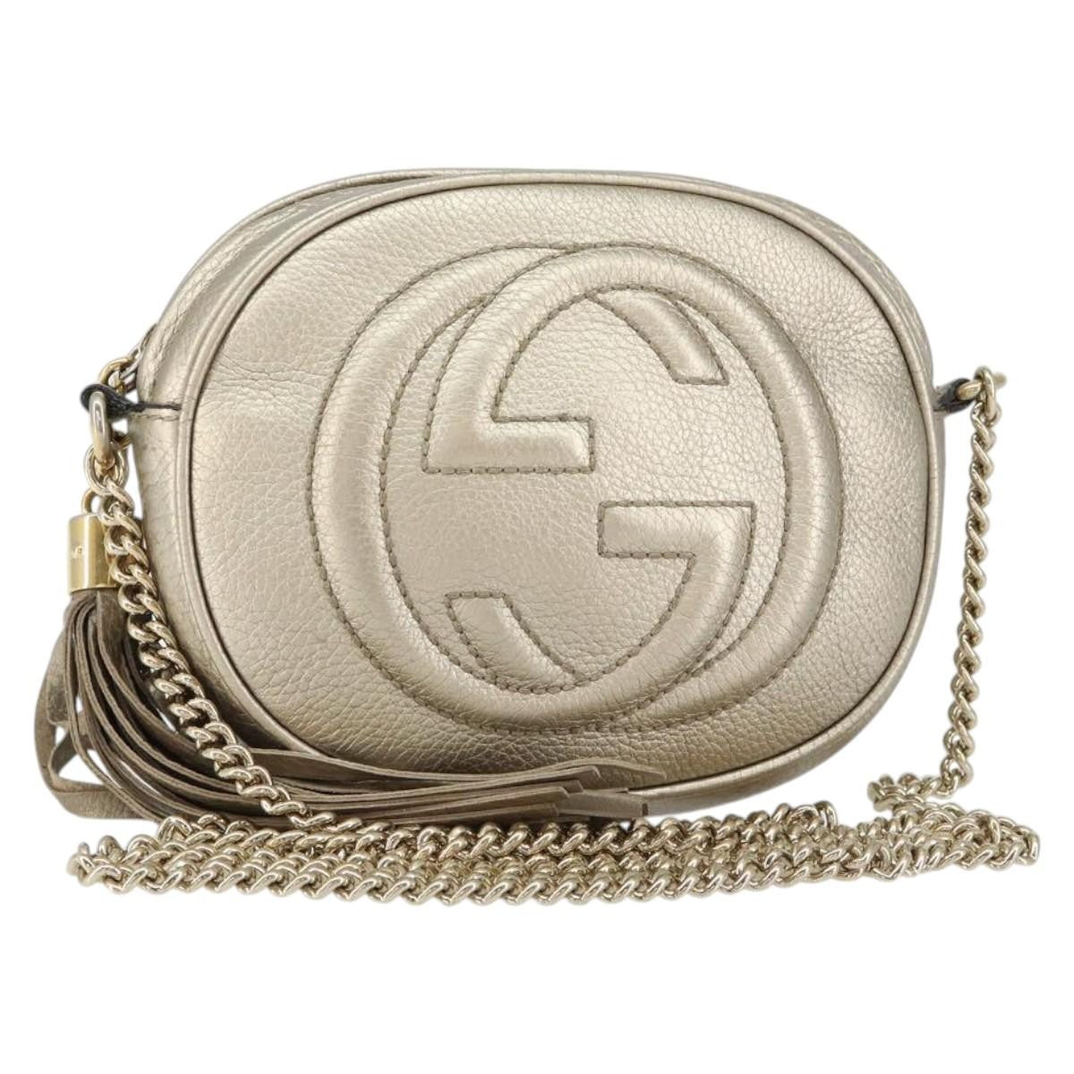Gucci Soho Chain Bag Leather, GOLD, LEATHER, Shoulder bag