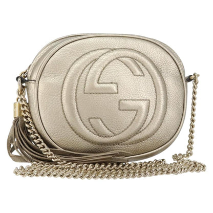 Gucci Soho Chain Bag Leather, GOLD, LEATHER, Shoulder bag