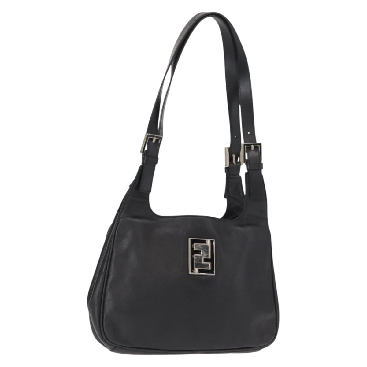 Fendi Vintage Shoulder Bag Leather, BLACK, LEATHER, Shoulder bag