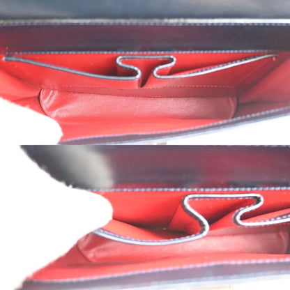 Celine Gancini Handbag Leather, NAVY, LEATHER, Handbag