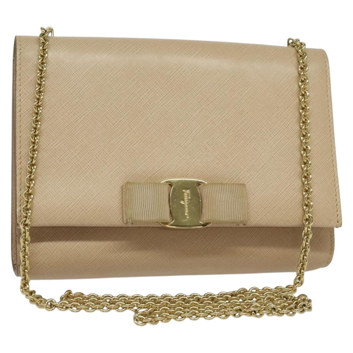 Salvatore Ferragamo Ginny Crossbody Bag Leather, BEIGE, LEATHER, Shoulder bag