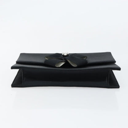 Saint Laurent Vintage Pouch Satin, BLACK, SATIN, Clutche & pouche