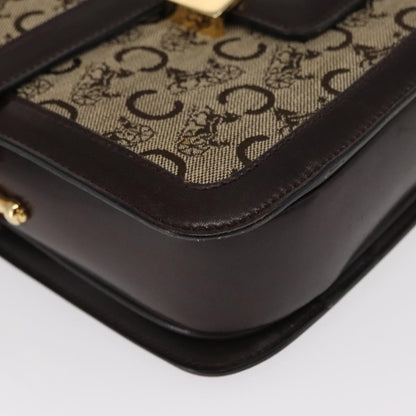 Celine Vintage Horse Carriage C Macadam Shoulder Bag Canvas and Leather, BEIGE, CANVAS, Shoulder bag