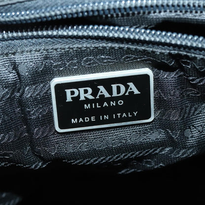 Prada Vela Double Front Pocket Backpack Tessuto with Saffiano Leather, BLACK, NYLON, Backpack