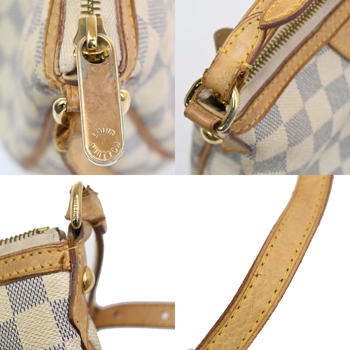 Louis Vuitton Siracusa Handbag Damier, WHITE, CANVAS, Shoulder bag