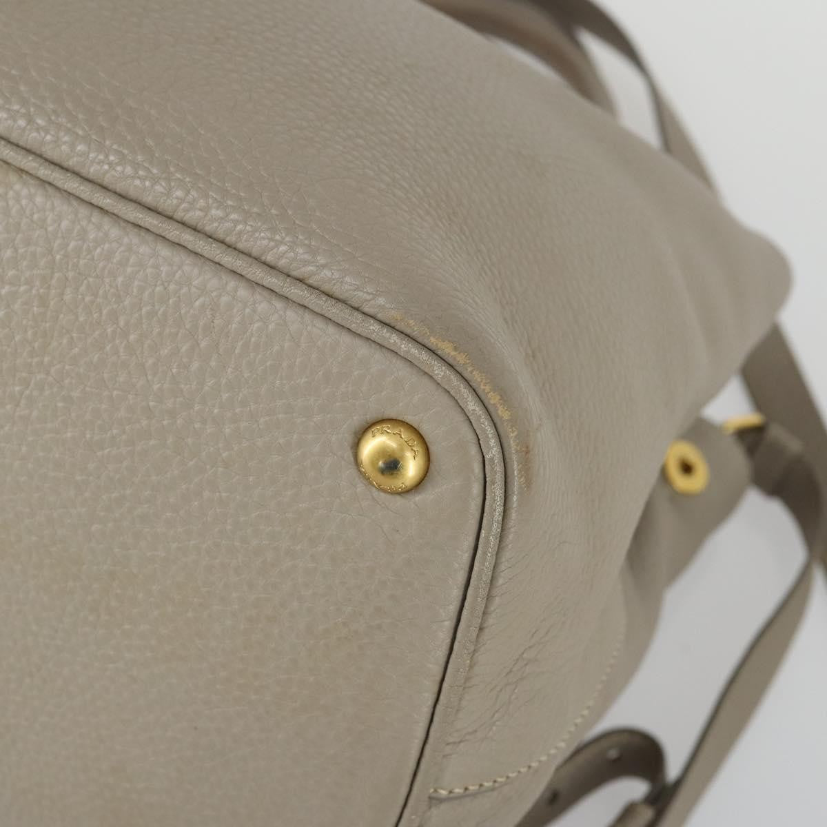 Prada Convertible Shopper Tote Vitello Daino, GRAY, LEATHER, Tote bag