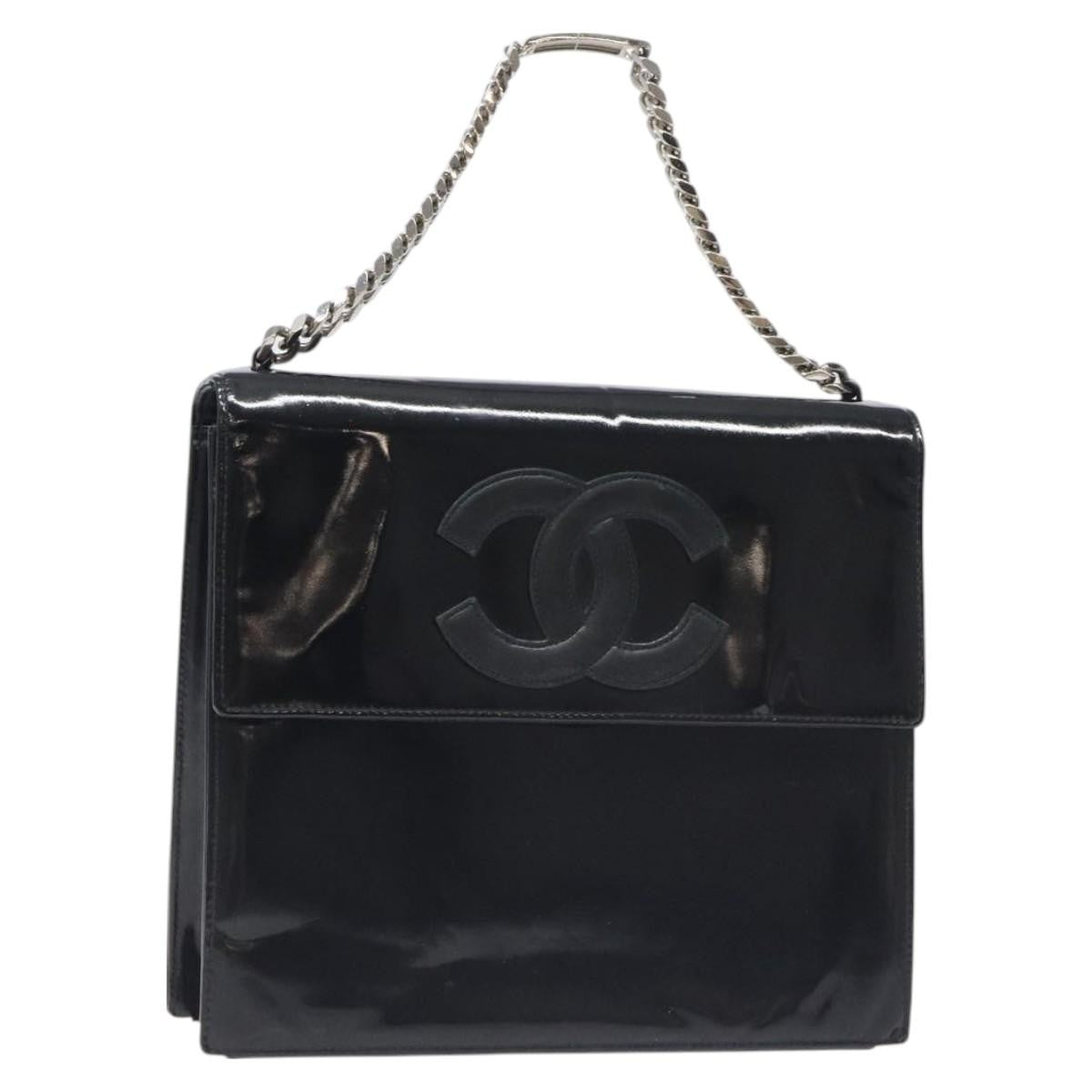 Chanel Vintage CC Box Flap Bag Patent Leather, BLACK, PATENT_LEATHER, Handbag