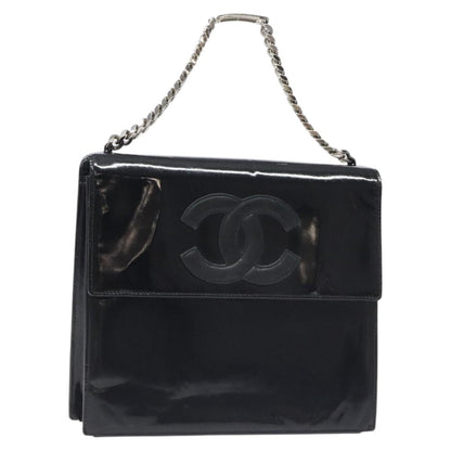 Chanel Vintage CC Box Flap Bag Patent Leather, BLACK, PATENT_LEATHER, Handbag