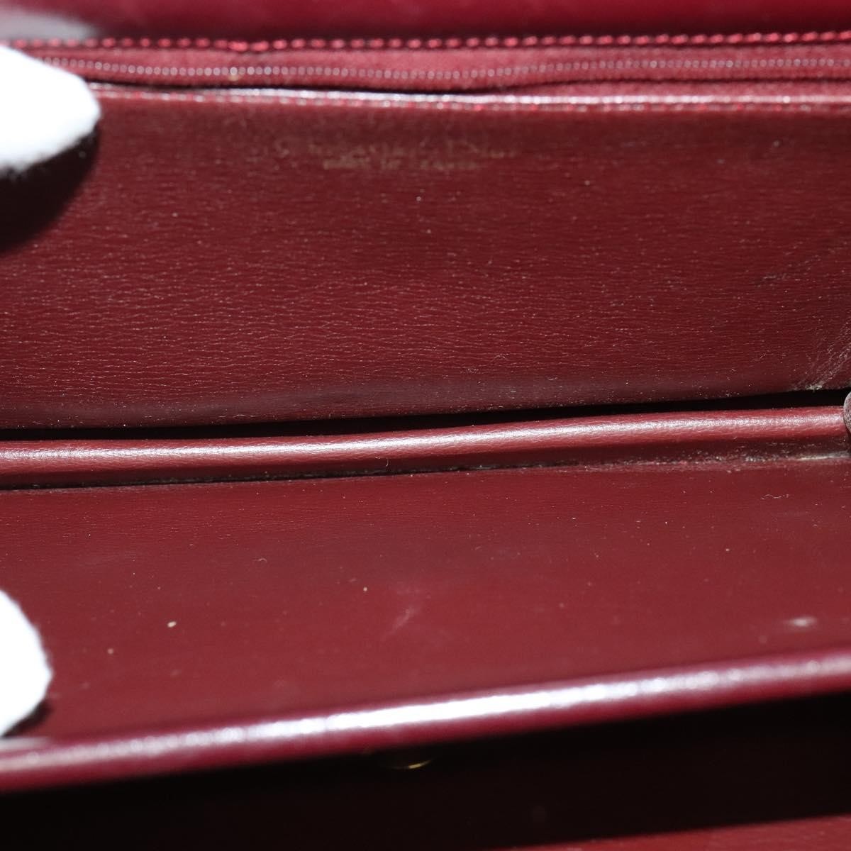 Christian Dior Flap Shoulder Bag Leather, BURGUNDY, LEATHER, Shoulder bag