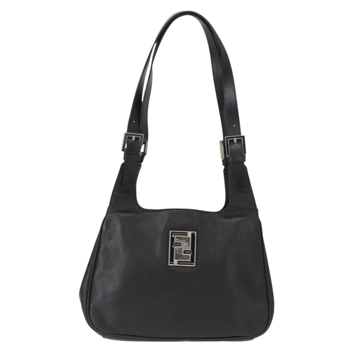 Fendi Vintage Shoulder Bag Leather, BLACK, LEATHER, Shoulder bag