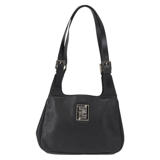 Fendi Vintage Shoulder Bag Leather, BLACK, LEATHER, Shoulder bag
