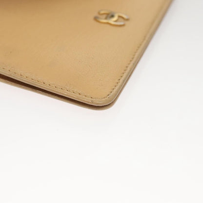 Chanel CC Card Case Leather, BEIGE, LEATHER, Card Holders