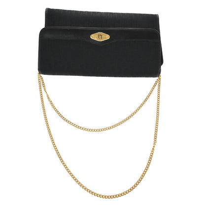 Christian Dior Vintage Chain Flap Shoulder Bag Diorissimo Canvas, BLACK, CANVAS, Shoulder bag