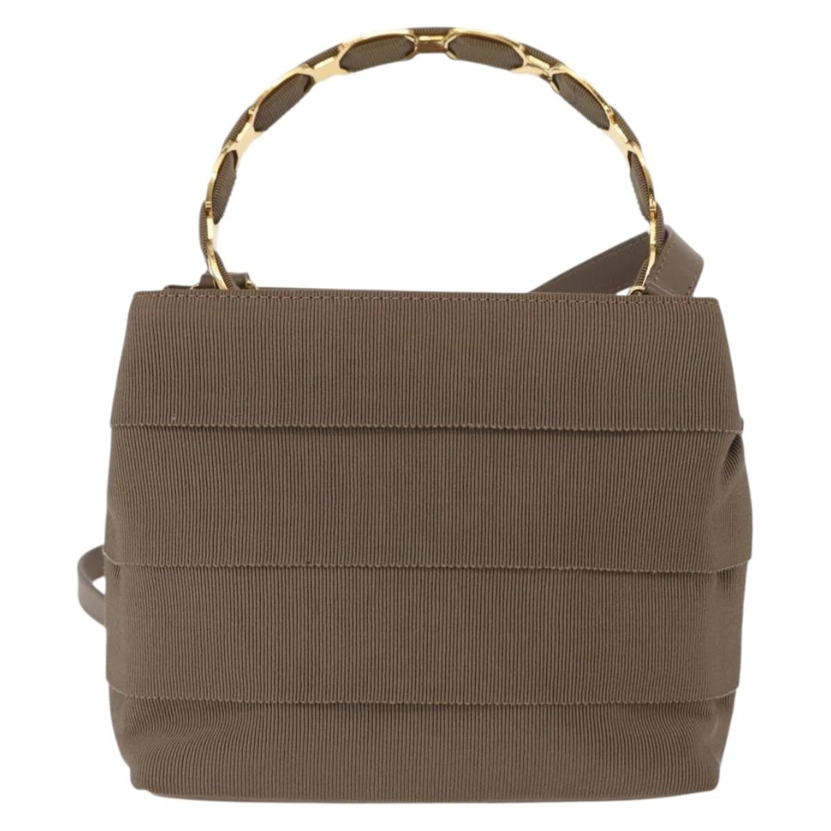 Salvatore Ferragamo Vala Handbag Canvas, BEIGE, CANVAS, Handbag